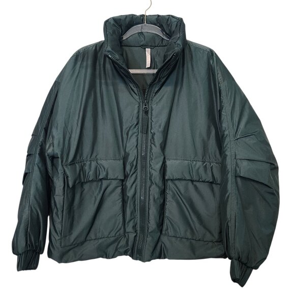 Fabletics Puffer Jacket Womens XS Quilted Full Zip Drawstring Pockets Snaps - Picture 1 of 14